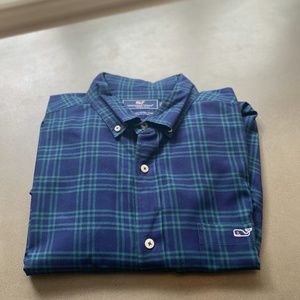 Vineyard Vines - Classic Button-down - Green and Blue Checked - Classic Fit - L